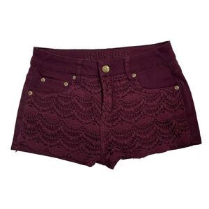 Dollhouse Women’s Size 6 Burgundy Lace Front Festival Shorts Stretch